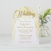 Gold Copper  Typography Wedding Invitation Kaart (Staand voorkant)
