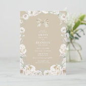 Gold Coquette Bow Floral Faire-part de mariage (Debout devant)