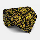 Gold Coral Filigree op Black Pattern Necktie Stropdas (Opgerold)