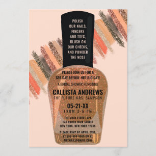 Gold Coral Glitter Nail Polish Spa Vrijgezellenfee Kaart