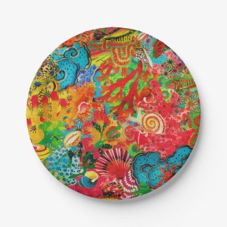 Gold Coral Summer Tropical Ocean Fish Waterverf Papieren Bordje