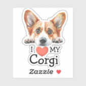 Gold Corgi Heart Thema Sticker (Vel)