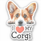 Gold Corgi Heart Thema Sticker (Voorkant)