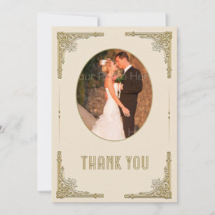 Gold Corners, Art Deco, Foto Hartelijk dank Bedankkaart