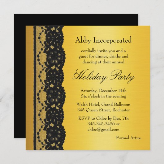 Gold Corporate Holiday Party Invitation (Devant / Derrière)
