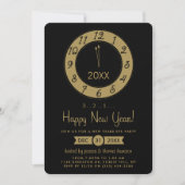 Gold Counting to Midnight New Years Eve Party Kaart (Voorkant)