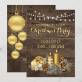 Gold Country Rustic Christmas Party Invitation (Devant / Derrière)