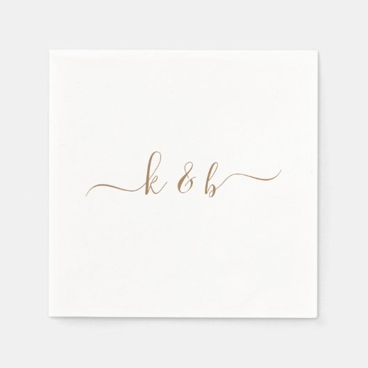 Gold Couple Initialen Swash Script White Servet (Voorkant)