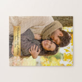 Gold Couple's Names Mariage Date Photo Puzzle (Horizontal)