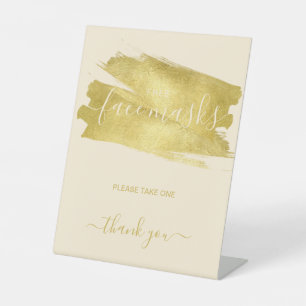 Gold Covid Free Face Mask Wedding Party Pedestal Reclamebord Met Voetstuk