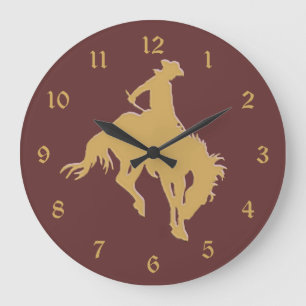 Gold Cowboy Bucking Horse Grote Klok