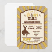 Gold Cowboy Rodeo Birthday Party Invitation Kaart (Voorkant / Achterkant)