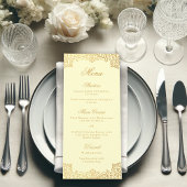  Gold Cream Elegant Script Antiek bruiloft Menu