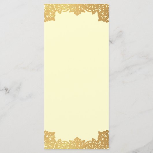  Gold Cream Elegant Script Antiek bruiloft Menu (Achterkant)