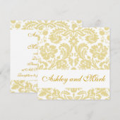 Gold Cream Floral Damask Wedding Invitation Kaart (Voorkant / Achterkant)