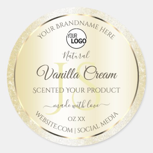 Gold Cream Glitter Product Labels Logo Initialen (Voorkant)
