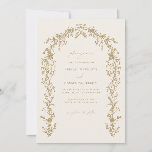 Gold & Cream Invitation Wedding Arch Nodig Kaart u (Voorkant)