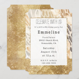 Gold Cream Ivoor Animal Print Abstract Kaart