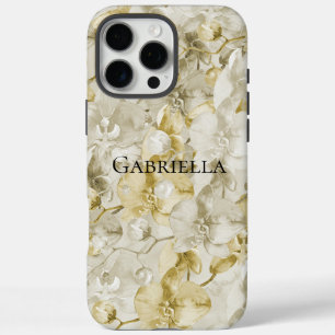 Gold Cream Orchid Flowers iPhone 16 Pro Max Hoesje