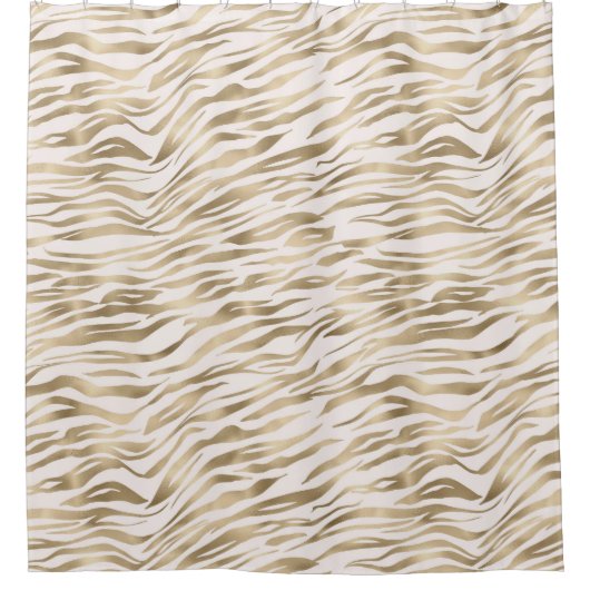 Gold Cream Zebra afdrukken Douchegordijn (Voorkant)
