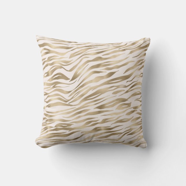 Gold Cream Zebra afdrukken Kussen (Voorkant)