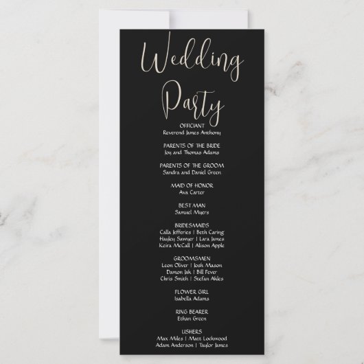 Gold Crescent Moon Celestial Black Wedding Program (Achterkant)