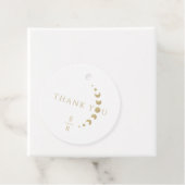 Gold Crescent Moon Wedding Favor Labels (In situ)