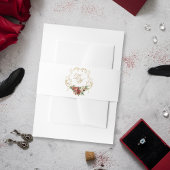 Gold Crest Kerstmis Bloemen Huwelijk Monogram Uitnodigingen Wikkel