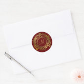 Gold Crest met Monogram Initiaal op rood Ronde Sticker (Envelop)