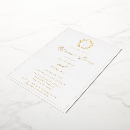 Gold Crest Monogram repetitiediner Folie Uitnodiging (Gedraaid)
