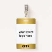 Gold Crew Staff Event Badge (Voorkant met clip)
