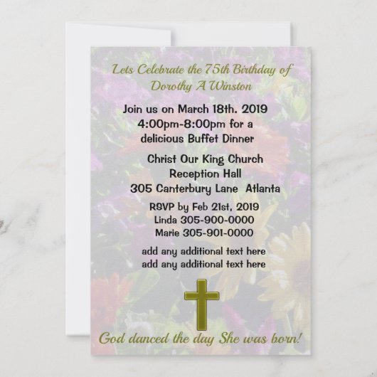 GOLD CROSS 75E ANNIVERSAIRE INVITATION (Dos)