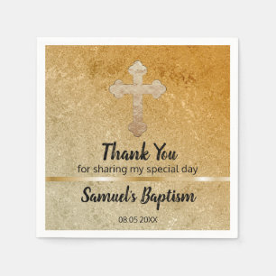 Gold Cross-Baby Baptisme Religieuze Paper Servetten