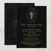 Gold Cross Black Death Announcement Card Aankondiging (Voorkant / Achterkant)