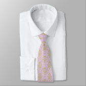 Gold Cross en Gold Damask op Lila achtergrond Stro Stropdas (Gebonden)