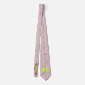 Gold Cross en Gold Damask op Lila achtergrond Stro Stropdas (Achterkant)