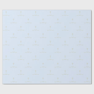 Gold Cross en Laurels in Light Blue Cadeaupapier