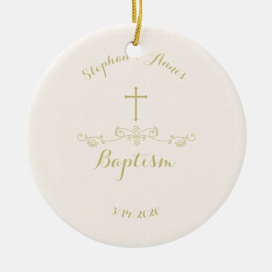 Gold Cross en Laurels Keramisch Ornament (Voorkant)