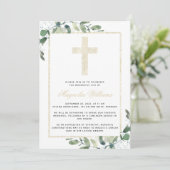 Gold Cross Eucalyptus Memorial Service Kaart (Staand voorkant)