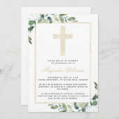 Gold Cross Eucalyptus Memorial Service Kaart (Voorkant / Achterkant)