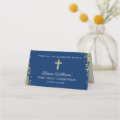 Gold Cross Glitter Navy Blue First Heilige Communi (Achterkant)