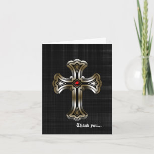 Gold Cross Gothic Wedding Bedankkaart