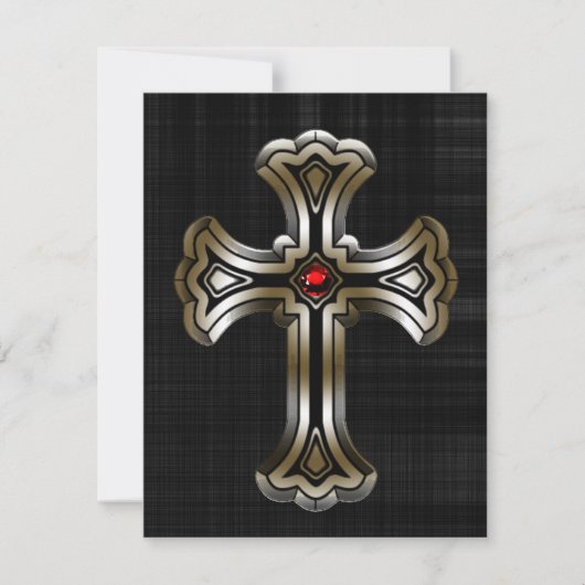 Gold Cross Gothic Wedding Kaart (Voorkant)