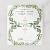 Gold Cross Greenery Wreath First Heilige Communie (Buitenkant ongevouwen)