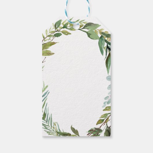 Gold Cross Greenery Wreath First Heilige Communie Cadeaulabel (Achterkant)