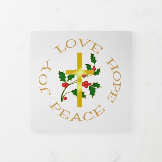 Gold Cross Holly Kerstfoto Sjabloon (Cover)