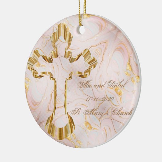 Gold Cross Keramisch Ornament (Links)