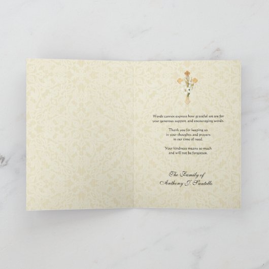 Gold Cross Lilies Christian Condolence Merci (Intérieur)