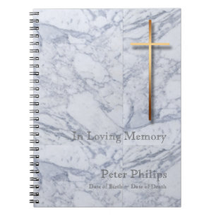 Gold Cross Marble 1 Funeral Memorial Guest Book Notitieboek