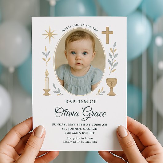 Gold Cross Meisje Doop Uitnodiging